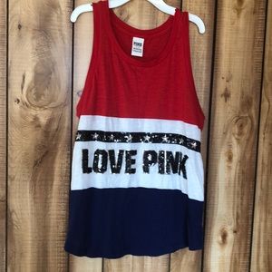 Red white and blue VS pink muscle tank
